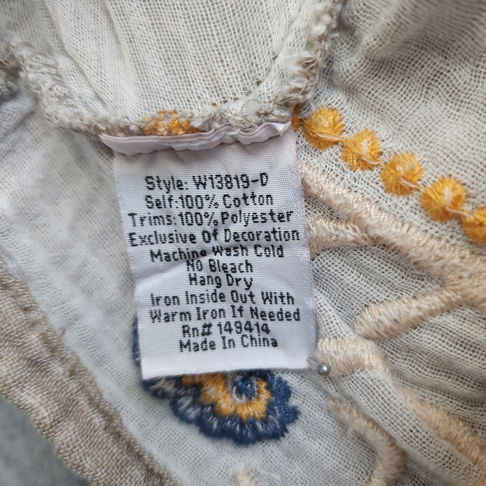 Johnny Was Embroidered Boho Artsy Boxy Top - Picture 5 of 8